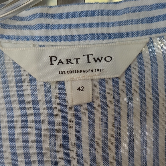 PART TWO 100% LINEN Striped Long Sleeve Dress - Picture 2 of 6